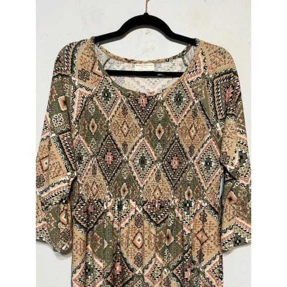 Southwestern Boho 70s Revival Tunic Top Womens Size‎ Large Hippie Rustic Chic - Picture 3 of 9